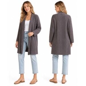 Barefoot Dreams CozyChic Lite Cable Knit Cardigan Graphite Gray BDWCL20924 S